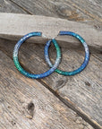 Blue, Green and Clear Western Bling Hoop Fashion Earrings