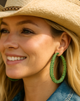 Lime Western Bling Hoop Fashion Earrings