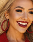 Red Western Bling Hoop Fashion Earrings