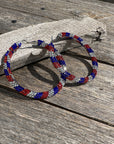 Red, White and Blue Western Bling Hoop Fashion Earrings