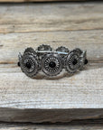 Rustic Silver Concho Style Fashion Bracelets  -  Black