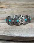Rustic Silver Concho Style Fashion Bracelets  -  Turquoise