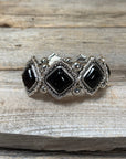 Western Silver Chunky Rodeo Fashion Bracelets - Black