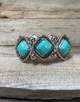 Western Silver Chunky Rodeo Fashion Bracelets - Turquoise