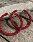 Red Western Bling Hoop Fashion Earrings