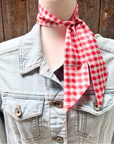 Red and White Western Skinny Mini Wild Rag Scarf / Cowgirl Necktie 
