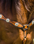 Two Tone Leaf Jet and Clear One Ear & Breastcollar Tack Set 