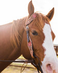 Light Oil Hand Painted Rose One Ear Headstall / Bridle 
