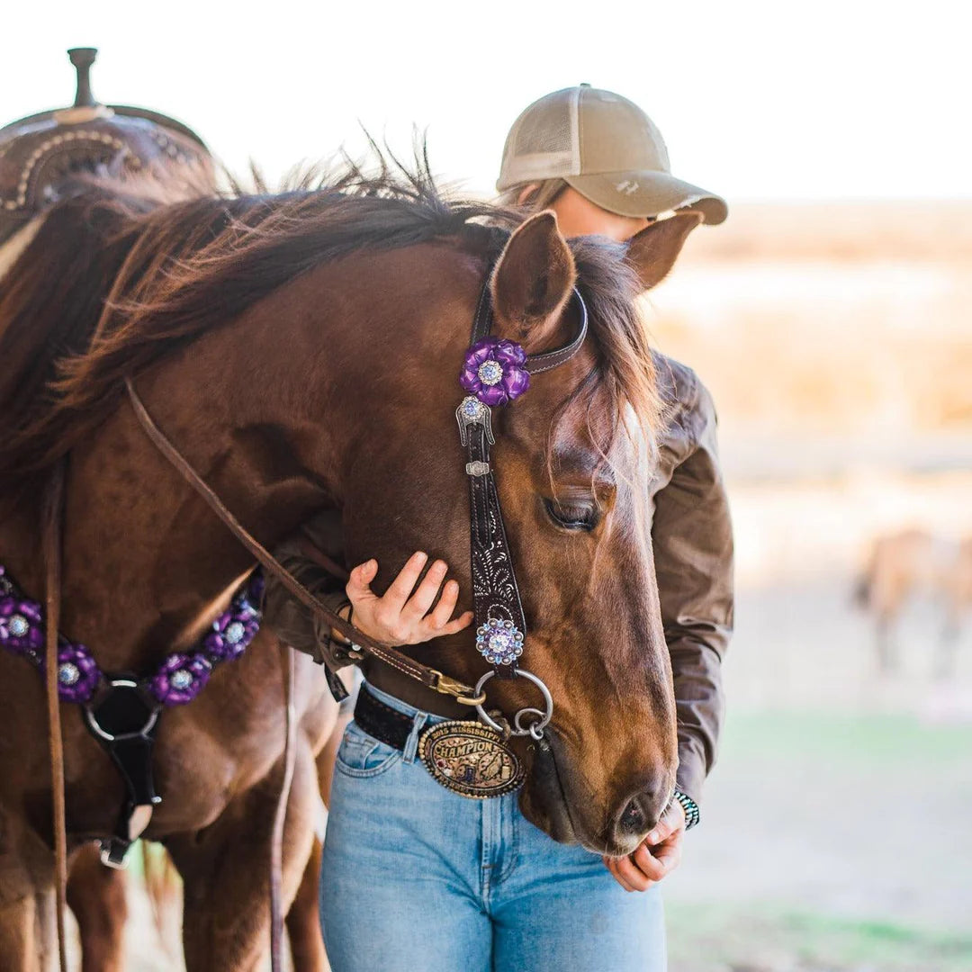 Paisley Purple One Ear/ Breastcollar Tack Set