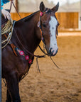 Leaf Scalloped Two Tone Pink Daisy One Ear Headstall / Bridle & Breastcollar Set 