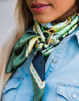 35X35"  Green Floral Paisley Wild Rag / Scarf WR174