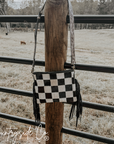Rodeo Square Cowhide Checkered Purse