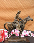 Stunning Bronze Sculpture Cowboy with Horse Miguel Lopez Statue Figure