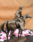 Stunning Bronze Sculpture Cowboy with Horse Miguel Lopez Statue Figure