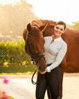 Heidi - Long Sleeve Riding Top with Crystal Fabric Trim