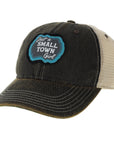 Just A Small Town Girl Distressed Trucker Cap, Black