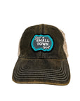 Just A Small Town Girl Distressed Trucker Cap, Black