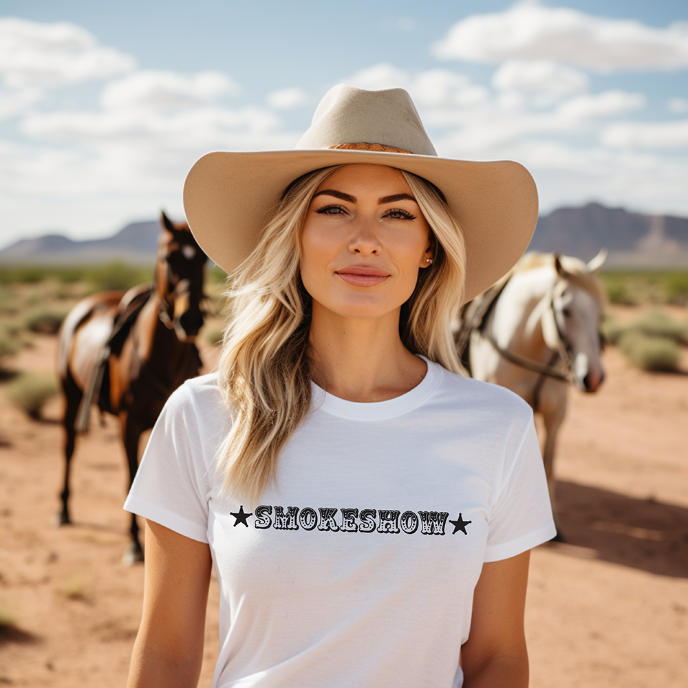 Smokeshow Graphic Tee Shirt for Country Girls- Bourbon Cowgirl
