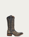A1032 - TEEN'S CROSS AND WINGS EMBROIDERY SQUARE TOE COWBOY BOOT