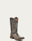 A1032 - TEEN'S CROSS AND WINGS EMBROIDERY SQUARE TOE COWBOY BOOT