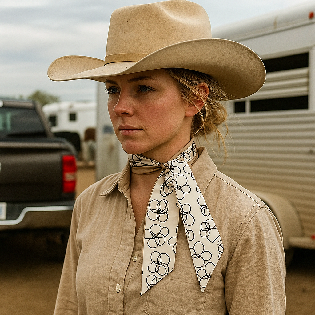 Cream Western Skinny Mini Wild Rag Scarf / Cowgirl Necktie  
