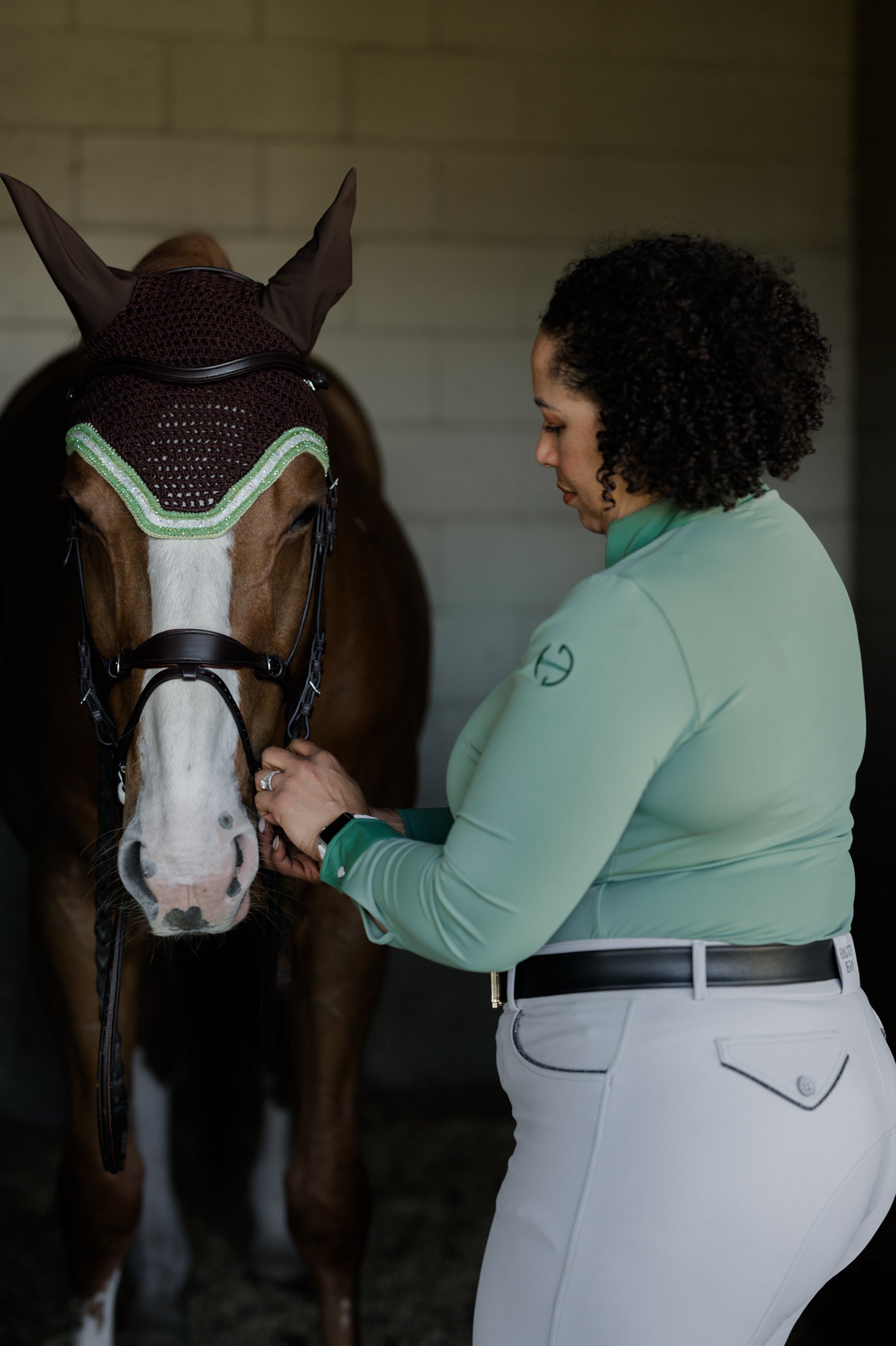 Roxana - Black &amp; Luxe Gray Long Sleeve Riding Shirt