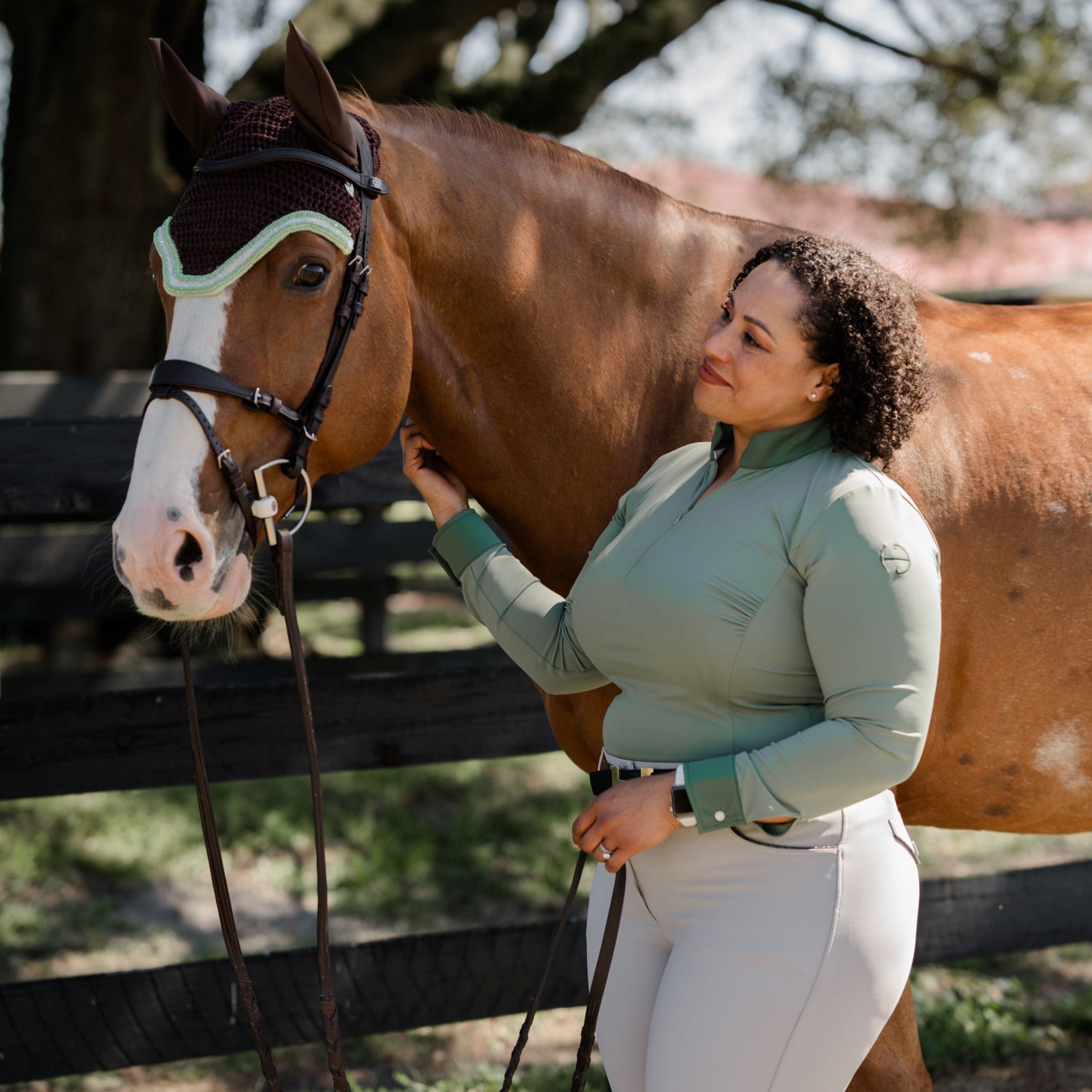 Roxana - Black &amp; Luxe Gray Long Sleeve Riding Shirt
