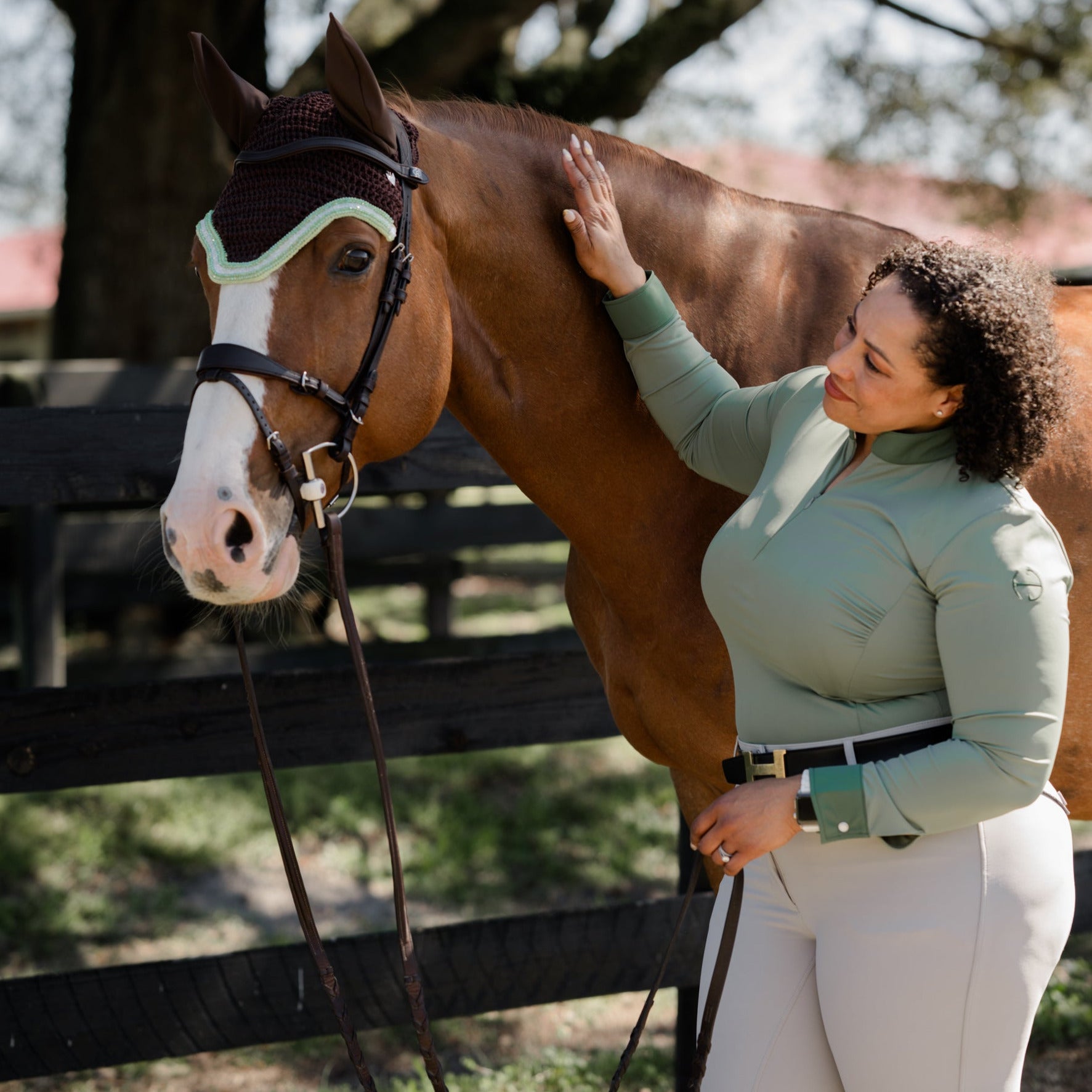 Roxana - Black &amp; Luxe Gray Long Sleeve Riding Shirt