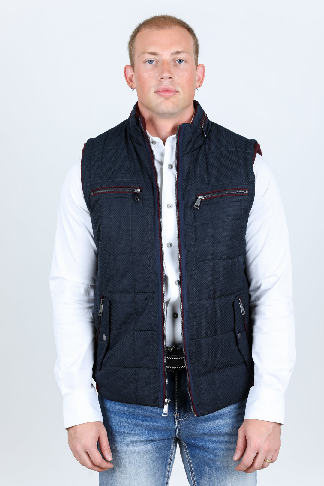 Men&#39;s Quilted Fur Lined Vest - Navy