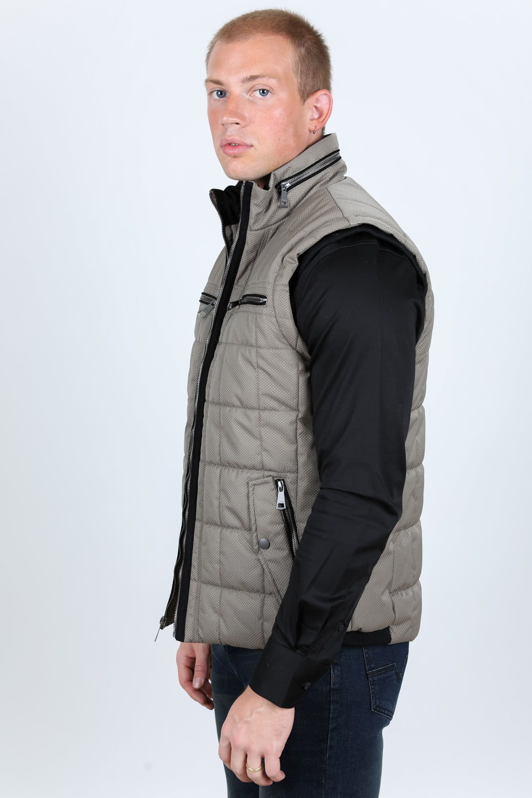 Men&#39;s Quilted Fur Lined Vest - Mocha