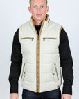 Men's Quilted Fur Lined Vest - Beige