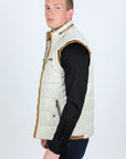 Men's Quilted Fur Lined Vest - Beige