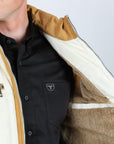 Men's Quilted Fur Lined Vest - Beige