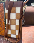 Virginia Cowhide Checkered Concealed Carry Tote Handbag