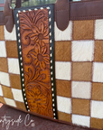 Virginia Cowhide Checkered Concealed Carry Tote Handbag
