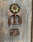 Black & Gold Sunflower Western Concho W125