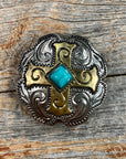 Antique Silver & Gold Western Concho W189