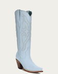 Z5254 - WOMEN'S BABY BLUE EMBROIDERY TALL TOP SNIP TOE COWBOY BOOT