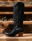 Z5075 - WOMEN'S BLACK EMBROIDERY TALL TOP SNIP TOE COWBOY BOOT