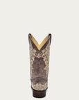 A2663 - WOMEN'S BONE COLOR FLORAL EMBROIDERY SQUARE TOE COWBOY BOOT