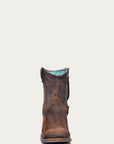 C1064 - WOMEN'S CHOCOLATE TAN LAMB ROUND TOE COWBOY BOOTIE WITH ZIPPER