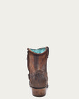 C1064 - WOMEN'S CHOCOLATE TAN LAMB ROUND TOE COWBOY BOOTIE WITH ZIPPER