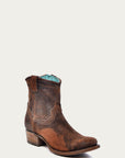 C1064 - WOMEN'S CHOCOLATE TAN LAMB ROUND TOE COWBOY BOOTIE WITH ZIPPER