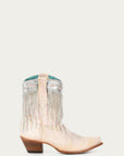 Z5250 - WOMEN'S CRYSTALS FRINGE WHITE AND SILVER SNIP TOE ANKLE BOOT