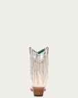 Z5250 - WOMEN'S CRYSTALS FRINGE WHITE AND SILVER SNIP TOE ANKLE BOOT