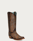 C3972 - WOMEN'S EMBROIDERY AND STUDS MAPLE SNIP TOE COWBOY BOOT