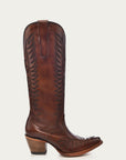 E1570 - WOMEN'S EMBROIDERY COGNAC J TOE COWBOY BOOT