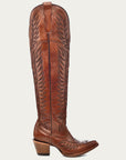 E1507 - WOMEN'S EMBROIDERY COGNAC J TOE TALL TOP COWBOY BOOT