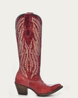 E1318 - WOMEN'S EMBROIDERY RED TALL TOP SNIP TOE COWBOY BOOT