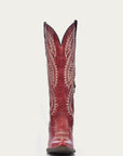 E1318 - WOMEN'S EMBROIDERY RED TALL TOP SNIP TOE COWBOY BOOT